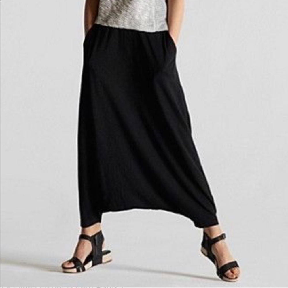 Eileen Fisher Black Wide-Leg Draped Pants